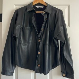Zara faux leather black jacket